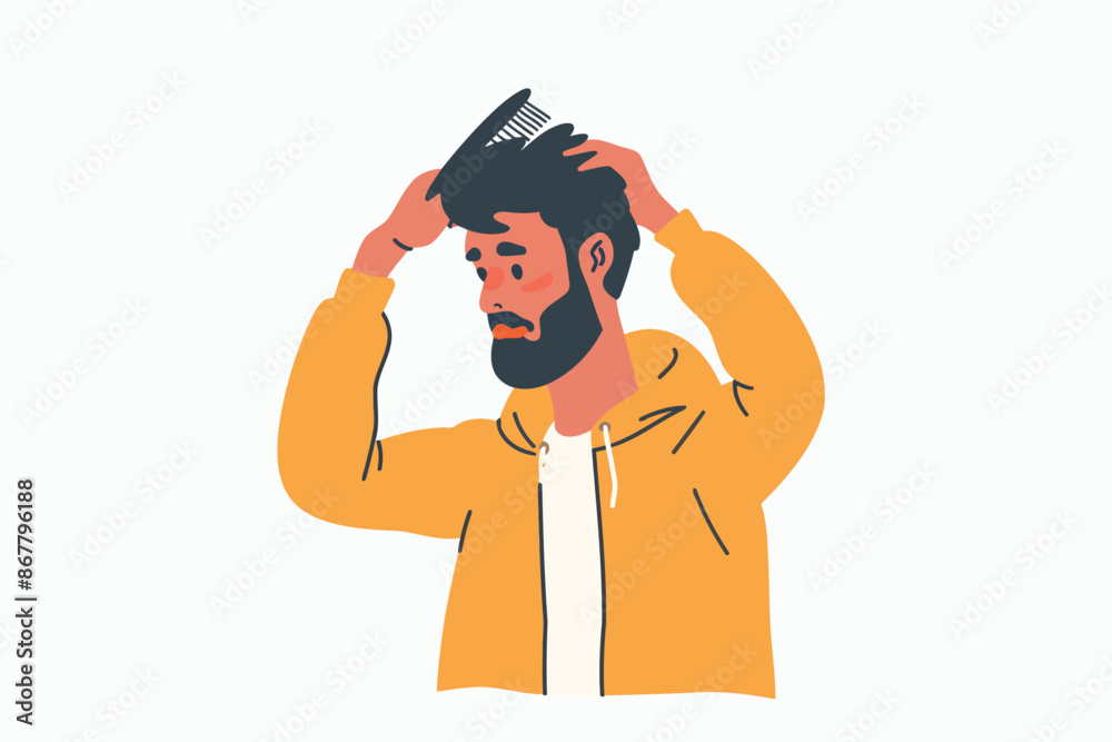 arabic man combing hair with comb stock image isolated vector style arabic man combing hair with comb stock image isolated vector style