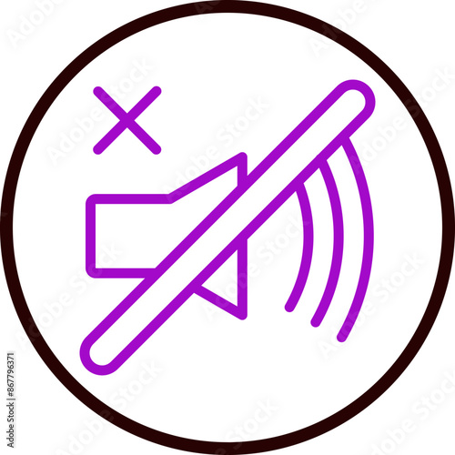 mute Vector Line Purple Circle Black