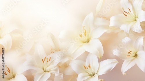 Closeup of white beautiful blooming lilies