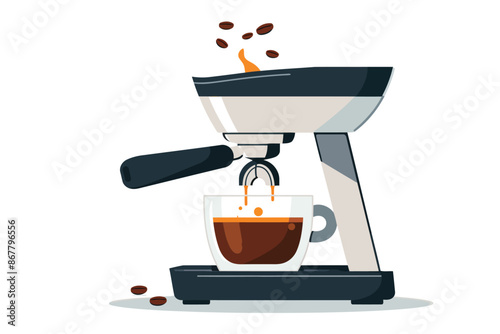 Espresso Extracted through Bottomless Portafilter sto isolated vector style