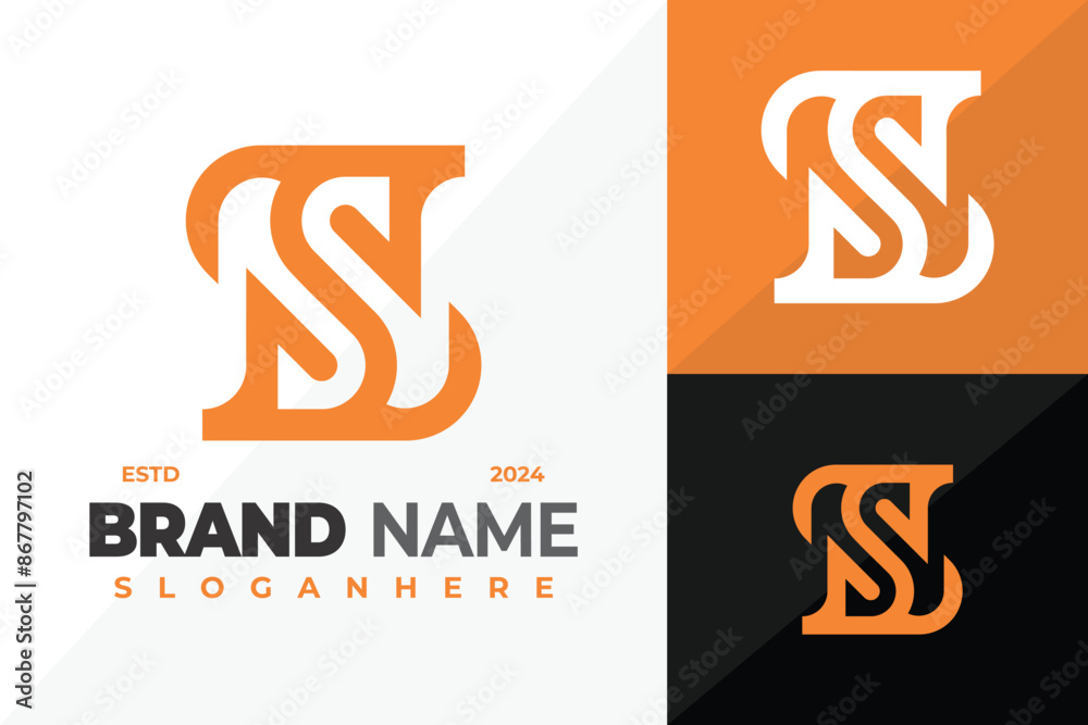 Letter Sn or Ns Monogram Logo design vector symbol icon illustration Letter Sn or Ns Monogram Logo design vector symbol icon illustration
