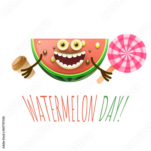 Abstract Brown National Watermelon Day Fast Food Background Vector Design Style For Poster Or Postcard