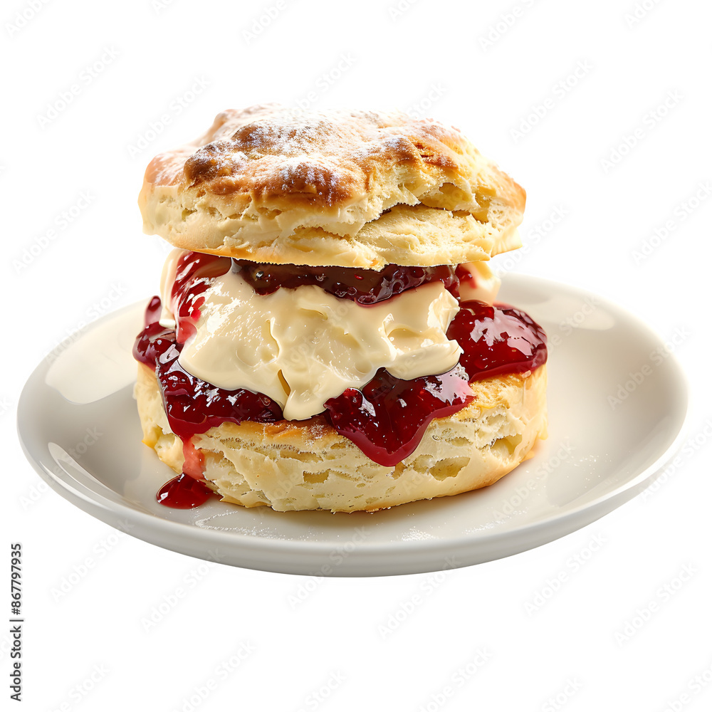Traditional british scone with clotted cream and jam Traditional british scone with clotted cream and jam