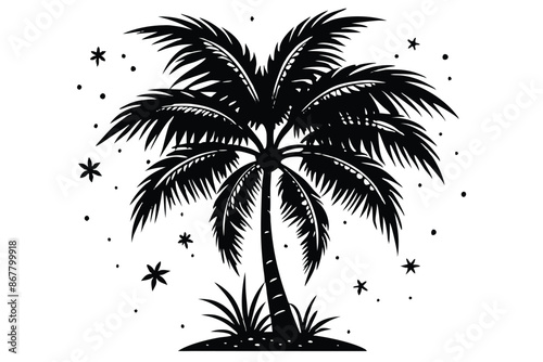 vector set of tropical palm tree silhouettes