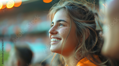 Wallpaper Mural Young woman fan watching her favorite team play,sport fan Torontodigital.ca