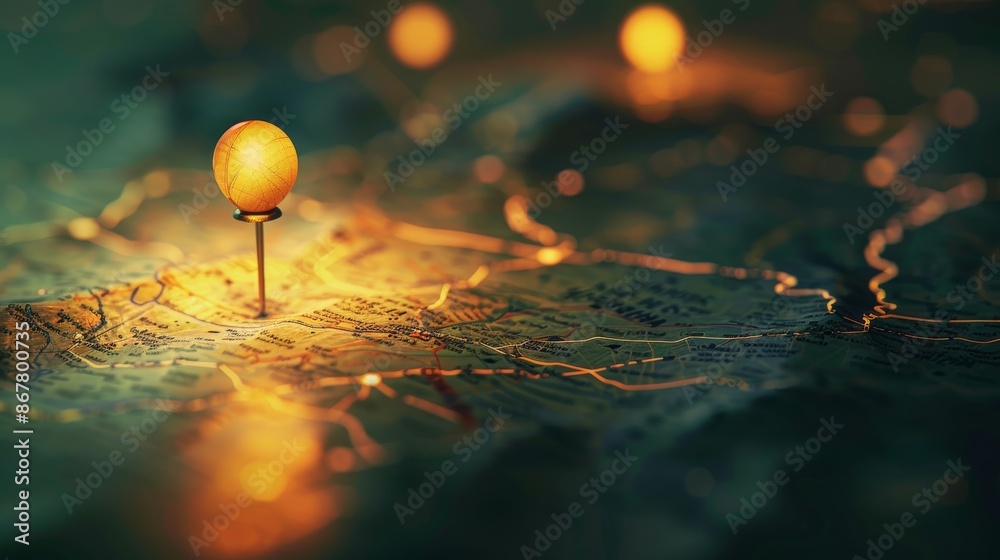 map with a pin marking a precise location, the map illuminated with soft directional light to emphasize the pinpoint accuracy and navigation theme, evoking exploration and geographic precision map with a pin marking a precise location, the map illuminated with soft directional light to emphasize the pinpoint accuracy and navigation theme, evoking exploration and geographic precision