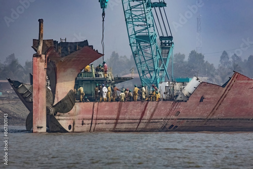 Ship breaking yard in Bangladesh Chittagong photo