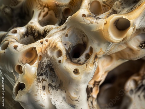 macro photograph of structure of a fulgurite formation. The image captures the delicate, branching patterns formed by the fusion of sand or soil due to lightning strikes.