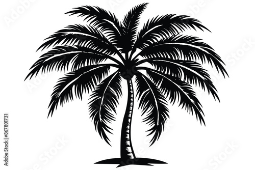 vector set of tropical palm tree silhouettes