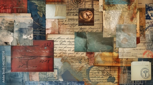 A digital collage combining images of historical letters, maps, and envelopes, with elements of different times and places blending together