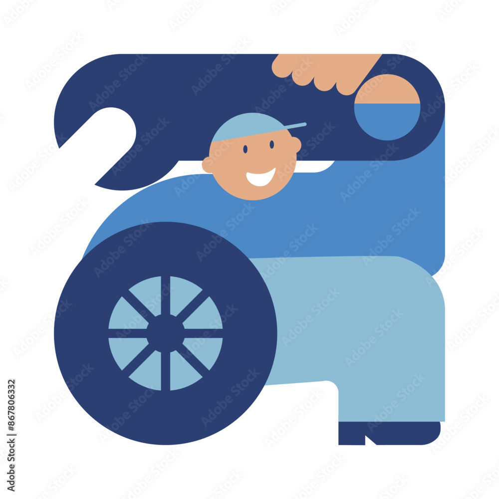 Auto Mechanic. Car service and checking, Customer service guarantee concept. Repair service and change wheels. Sketch vector illustration
