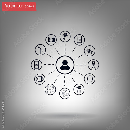 Vector illustration, gray background.