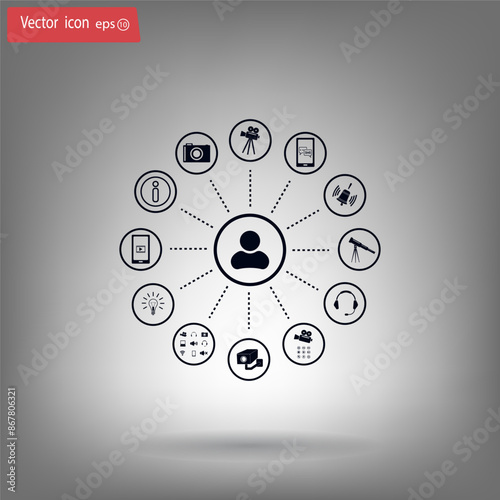 Vector illustration, gray background.