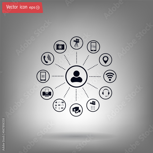 Vector illustration, gray background.