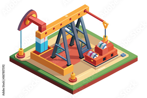Oil petroleum industry set of isolated icons with platform vector illustration, Isometric oil and gas industry set with extraction refinery plant products pipeline. vector design illustration 