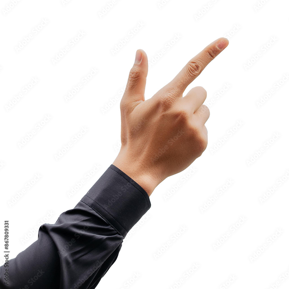 Hand pointing to the right with transparent background and soft focus, creative concept Hand pointing to the right with transparent background and soft focus, creative concept