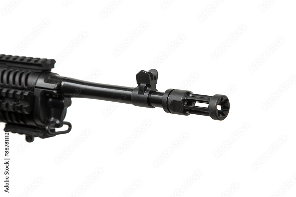 Classic semi-automatic carbine in modern tuning. Weapons for sports, hunting and self-defense. Isolate on a white back Classic semi-automatic carbine in modern tuning. Weapons for sports, hunting and self-defense. Isolate on a white back