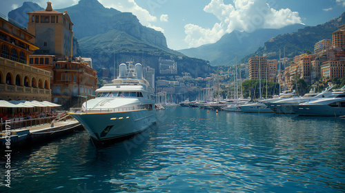 Luxury yacht docked at a marina