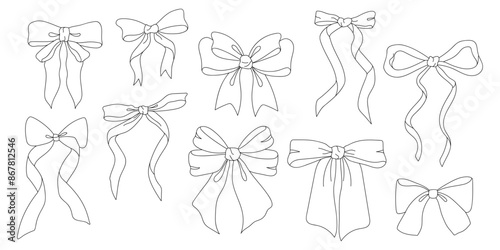 Bow Outline Illustrations various styles.