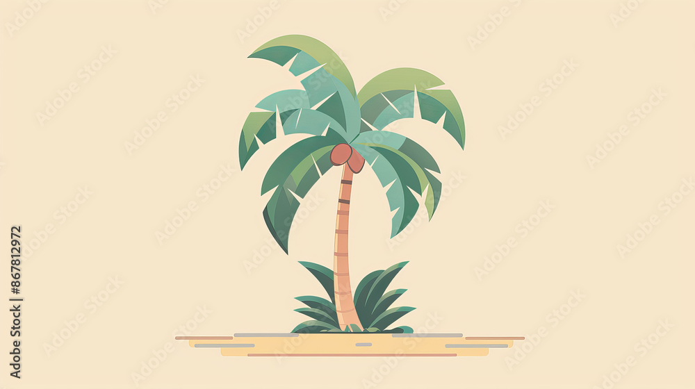 Obraz premium A simple illustration of a palm tree.