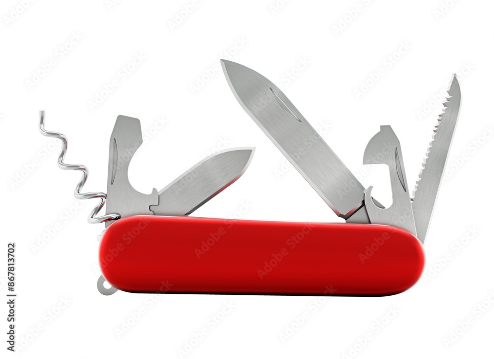 Generic Swiss knife isolated on transparent background. 3D illustration Generic Swiss knife isolated on transparent background. 3D illustration