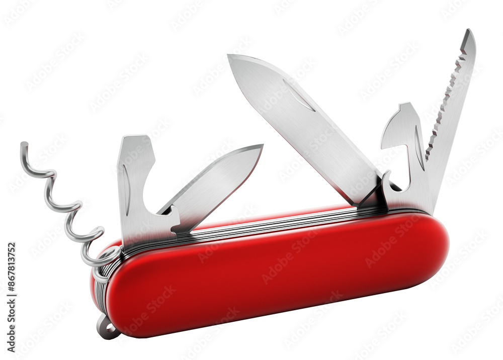 Generic Swiss knife isolated on transparent background. 3D illustration Generic Swiss knife isolated on transparent background. 3D illustration