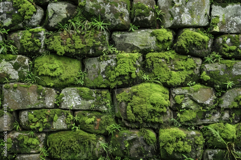 Old Stone Wall: Moss-Covered Sections Alongside Iguaque Mountain in the Andes of Colombia Old Stone Wall: Moss-Covered Sections Alongside Iguaque Mountain in the Andes of Colombia