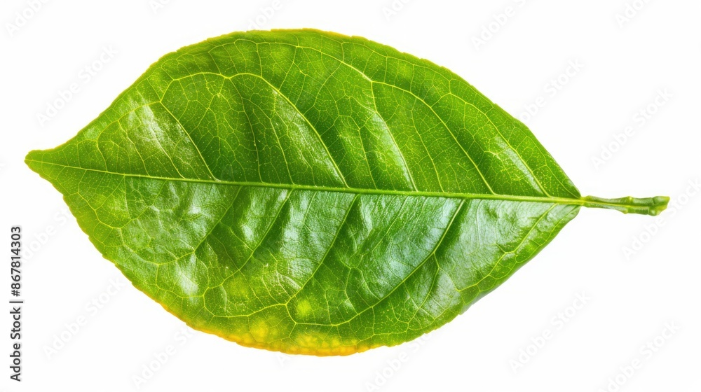 Obraz premium Orange Leaf. Fresh Green Leaf from Citrous Tree Isolated on White Background with Clipping Path