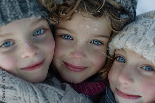 A captivating closeup of three children, each a testament to the beauty of diversity © xiaoyun