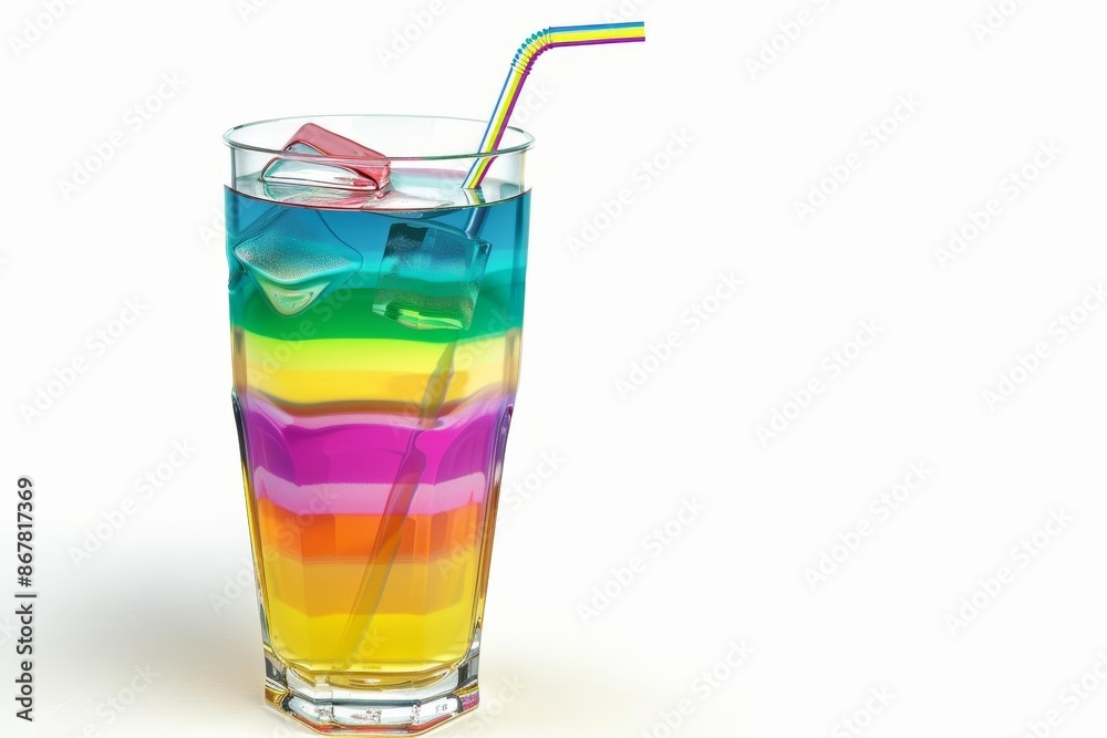 Layered rainbow drink, party element, digital painting, colorful, isolated on white background Layered rainbow drink, party element, digital painting, colorful, isolated on white background