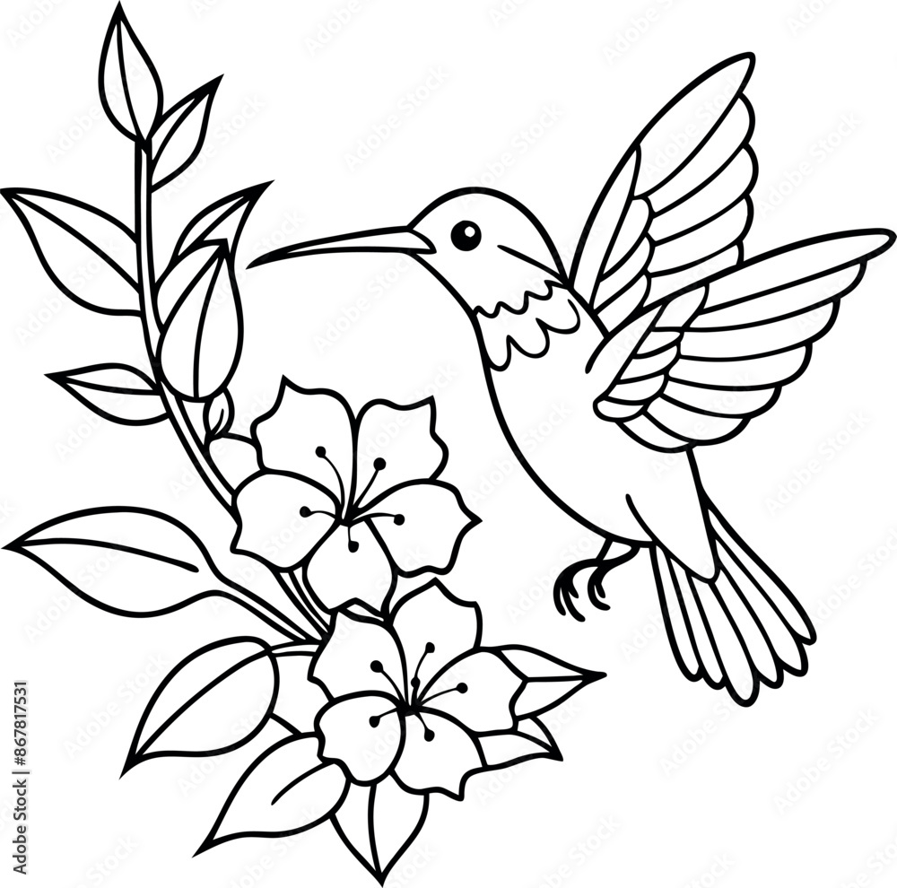 Fototapeta premium A hummingbird is perched on a flower