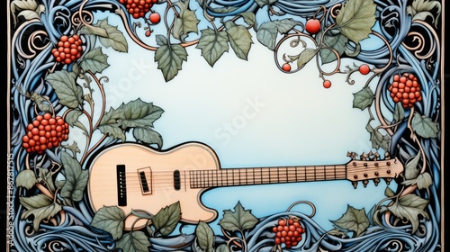 Guitar with Floral Frame