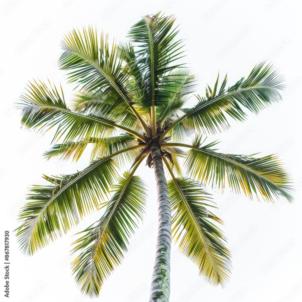 Fototapeta premium Palm Tree. Tropical Coconut Palm Tree Isolated on White Background