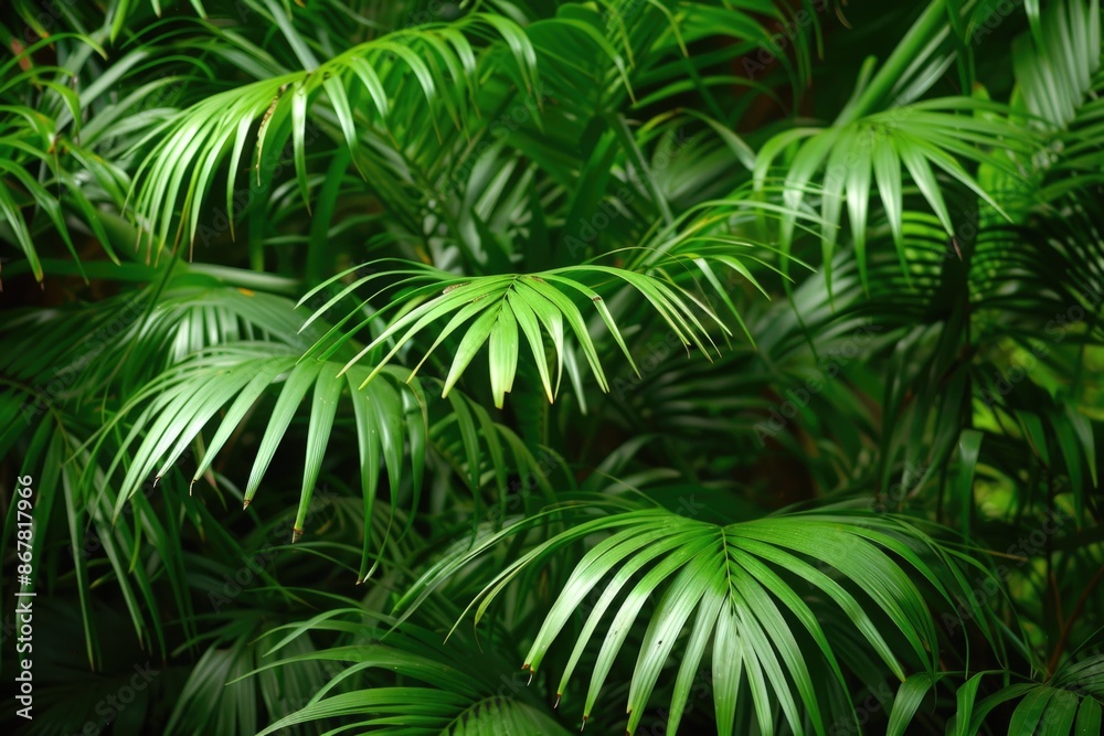 Palms in Tropical Forest. Green Palms in Lush Exotic Garden Palms in Tropical Forest. Green Palms in Lush Exotic Garden