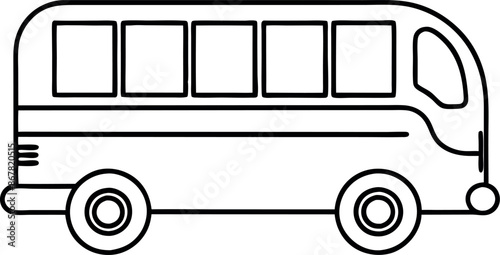 A bus is drawn in black and white