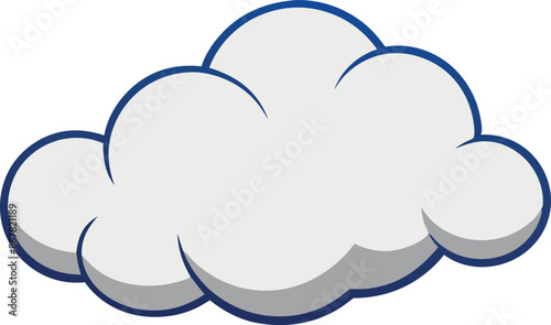 A white cloud with blue outlines