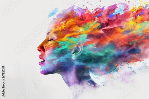 Person's Creative Imagination: Blending Explosive Colors in Artistic Inspiration