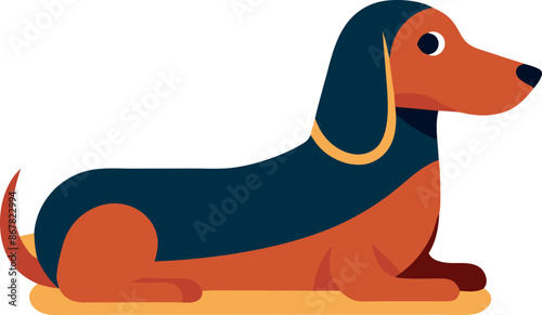 A cartoon dog is laying on a bed