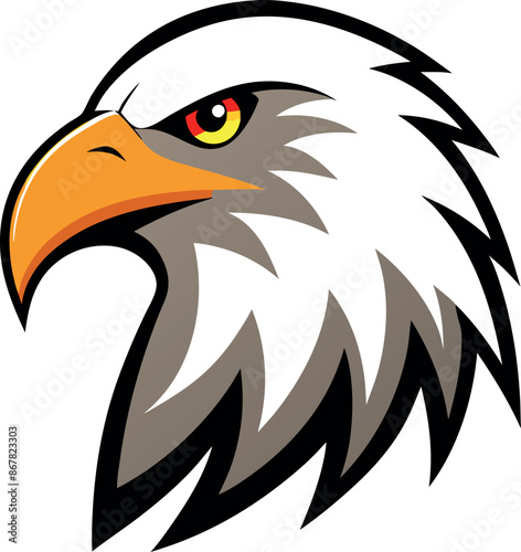 The eagle has a fierce look on its face