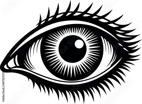 A close up of an eye with long lashes