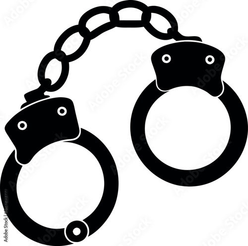 A pair of handcuffs are chained together