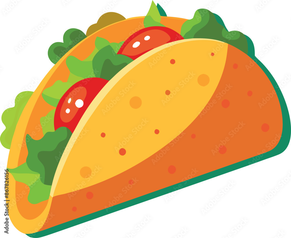 A taco with lettuce, tomatoes, and cheese A taco with lettuce, tomatoes, and cheese