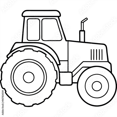A tractor is shown in black and white