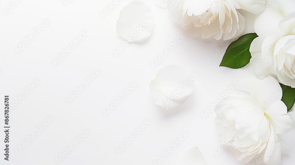 Bright White Flat Lay with Delicate Flowers