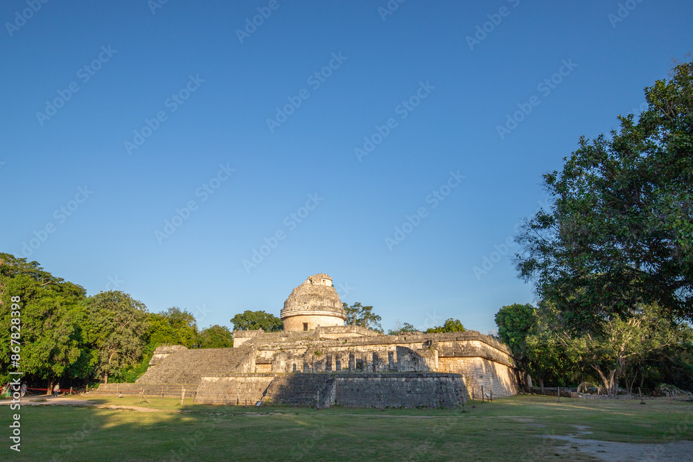 Chichen Itza archaeological site, Mayan observatory with a spiral staircase inside, Yucatan, Mexico Chichen Itza archaeological site, Mayan observatory with a spiral staircase inside, Yucatan, Mexico