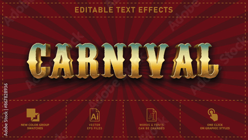 Carnival editable text effects. Vector eps files.
