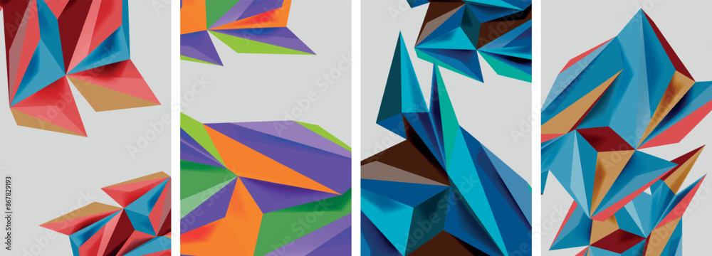 Set of mosaic triangle pattern abstract posters. Vector illustration For Wallpaper, Banner, Background, Card, Book Illustration, landing page Set of mosaic triangle pattern abstract posters. Vector illustration For Wallpaper, Banner, Background, Card, Book Illustration, landing page