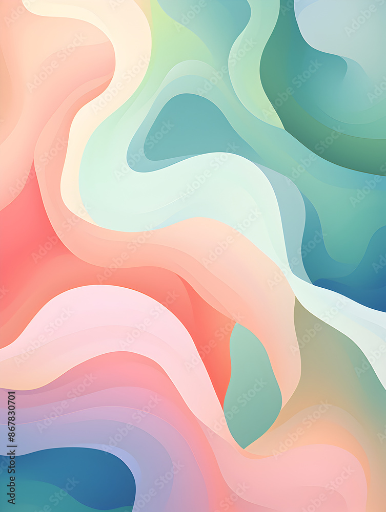 Illustration of a abstract background with fluid, wavy lines in blue, pink, and green Illustration of a abstract background with fluid, wavy lines in blue, pink, and green
