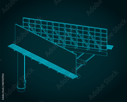 Double sided V type outdoor advertising billboard blueprint