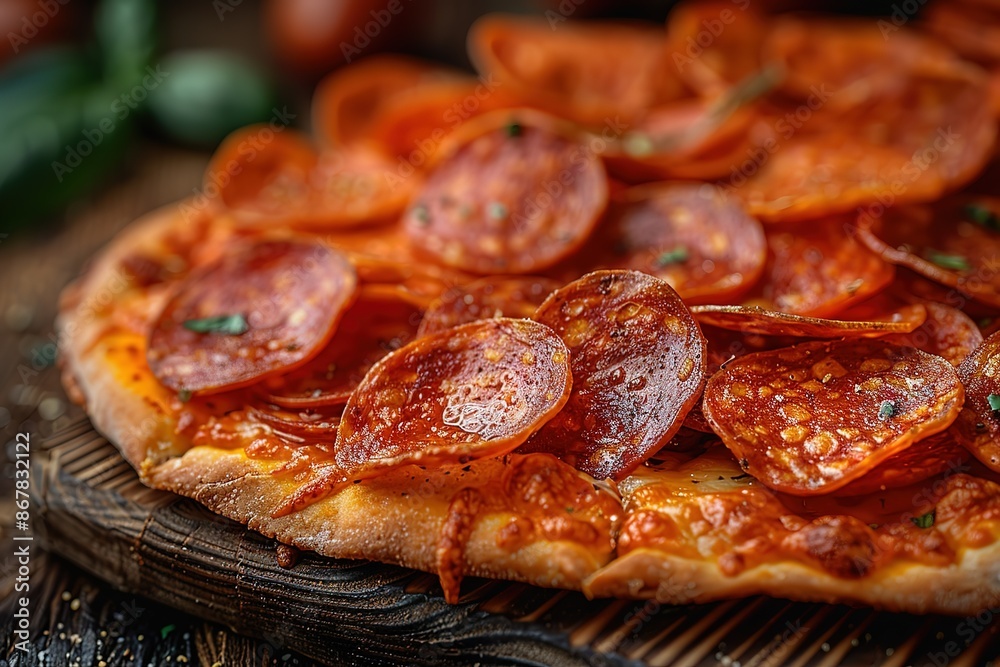 A pizza with pepperoni slices on top of it A pizza with pepperoni slices on top of it
